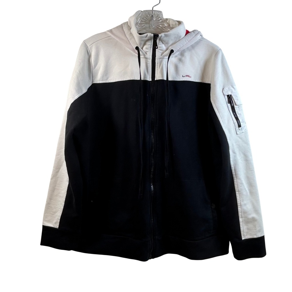Lauren Active Ralph Lauren Womens‎ Vintage Full Zip Hoodie Black White Red XL